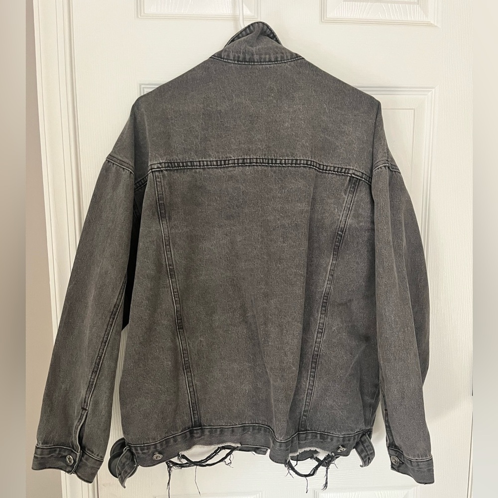SHEIN Charcoal Gray Oversized Denim Jacket – Size S - Picture 2 of 7